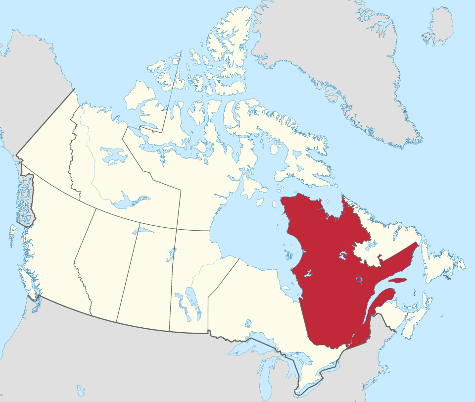 Situation du Québec sur la carte du Canada